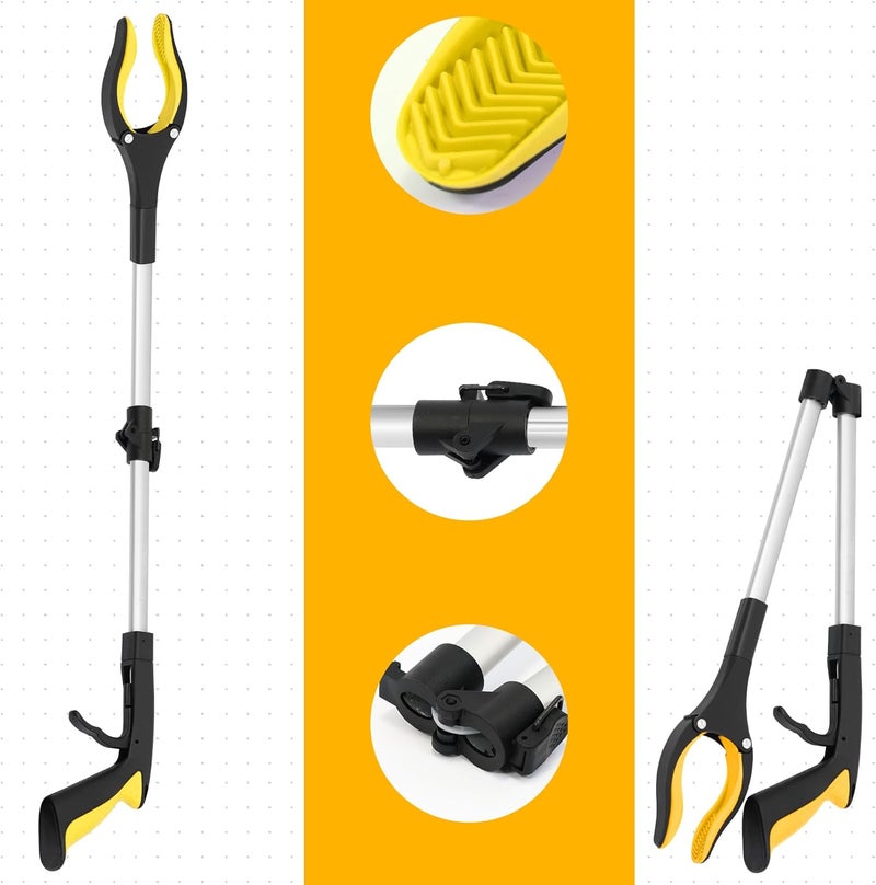 GrabRunner 2 Pack 32 inch Reacher Grabber Tool with Rotating Head and Magnet (New Yellow) - Image 5